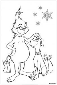 The Grinch Petting Max Coloring Page