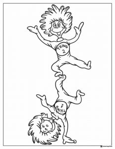 Thing 1 and Thing 2 Acrobatics Coloring Page