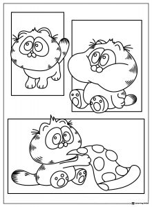Three Cartoon Cats Coloring Page