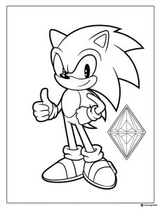 Thumbs Up Sonic Coloring Sheet with Floating Gem