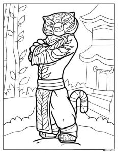 Tigress Kung Fu Panda Coloring Sheet with crossed arms