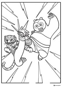 Tigress and Po fighting coloring sheet