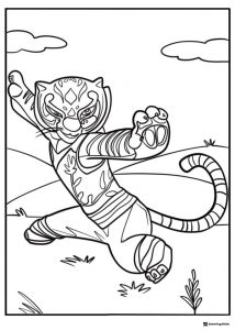 Tigress in a dynamic pose coloring page