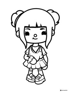 Toca Boca girl with bob hairstyle coloring page