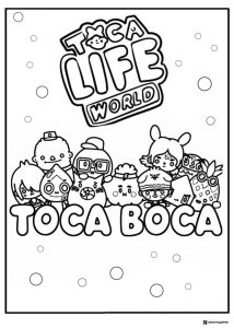Toca Life World and Toca Boca characters coloring page