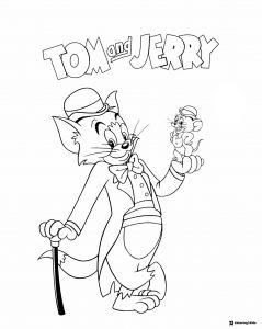 Tom and Jerry dressed up coloring sheet