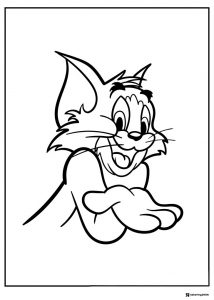 Tom with open hands and smiling coloring page