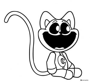 Toy CatNap Coloring Page sitting down