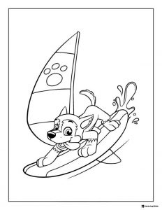 Tracker Coloring Page Windsurfing on Water