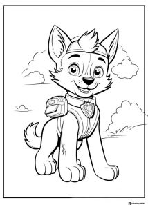 Tracker Coloring Page with Backpack and Emblem
