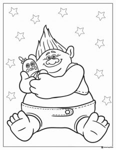 Trolls Biggie holding Mr. Dinkles with stars coloring