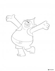 Trolls Biggie with arms wide open coloring page