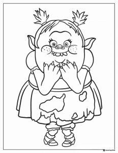 Trolls Bridget covering her mouth coloring page