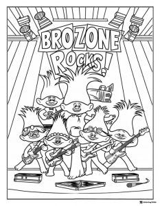Trolls Brozone Rocks band playing guitars coloring