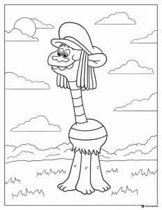 Trolls Cooper character in a field coloring page