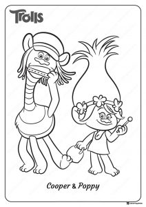 Trolls Cooper playing harmonica with Poppy coloring