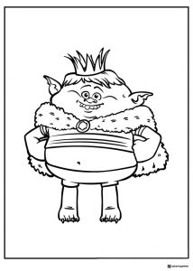 Trolls King Peppy with a crown coloring page