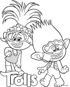 Trolls Poppy and Branch wearing glasses coloring