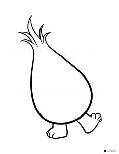 Trolls body outline with feet and hair coloring page