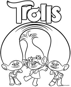 Trolls characters jumping rope with Trolls text