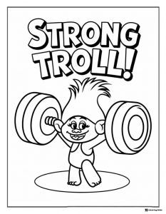 Trolls lifting weights with Strong Troll coloring