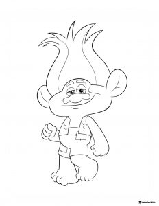 Trolls wearing overalls walking coloring page