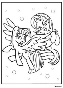Twilight Sparkle and Rarity flying coloring page