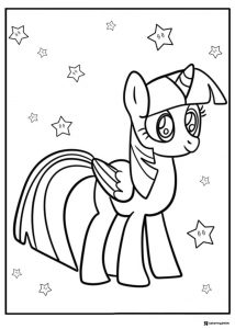 Twilight Sparkle standing with stars coloring