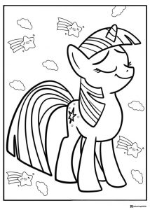Twilight Sparkle with shooting stars coloring page