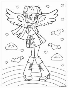 Twilight Sparkle with wings Equestria Girls coloring