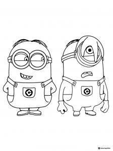 Two Minions with Different Expressions Coloring Page