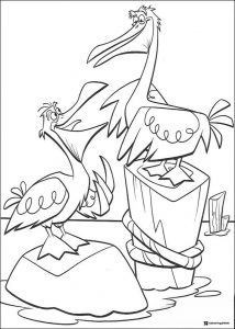 Two Pelicans on the Docks Coloring Page