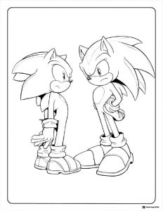 Two Sonics Confronting Coloring Page