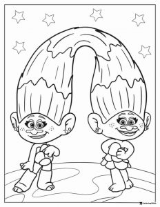 Two Trolls dancing under a hair arch coloring