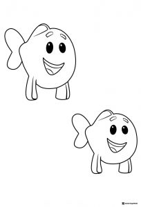 Two happy Foot Fish coloring page