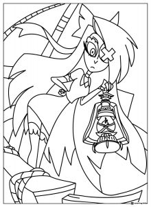 Vaggie Hazbin Hotel Coloring Sheet with lantern