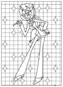 Valentino Coloring Page with Grid Background