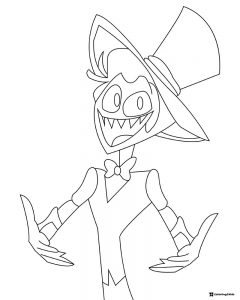 Vox Coloring Page with Top Hat and Open Arms