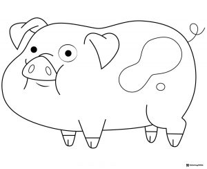 Waddles the Pig Coloring Page standing