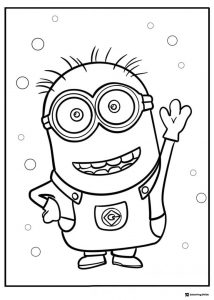 Waving Minion with Circles Coloring Page