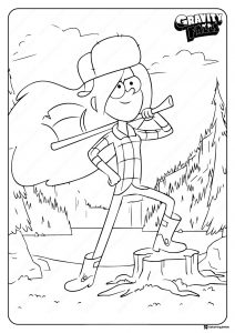 Wendy Corduroy Coloring Page with an axe