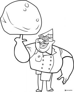 Wild Kratts Zach Varmitech holding a large rock coloring page