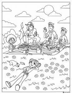 Wild Kratts crew on a picnic coloring page
