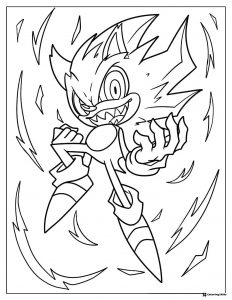 Wild Sonic Coloring Page Surrounded by Electric Sparks