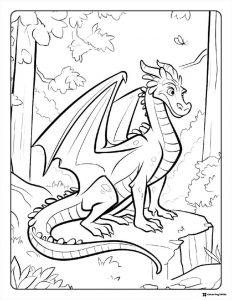 Wings of Fire Dragon in Forest Coloring Page