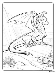 Wings of Fire Dragon on Rock Coloring Page