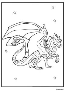 Wings of Fire Dragon with Stars Coloring Page