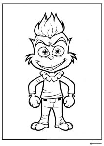 Young Grinch Coloring Page in Casual Clothes