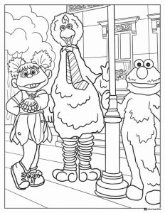 Zoe Big Bird and Elmo Coloring Page on Sesame Street