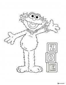Zoe and name blocks coloring page